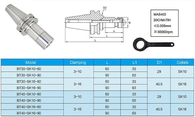 OLICNC Tool Holders MAS403 BT40 BT50 SK10 SK16 high speed Collet Chuck BT40 tool holders - Tool Holders - 1