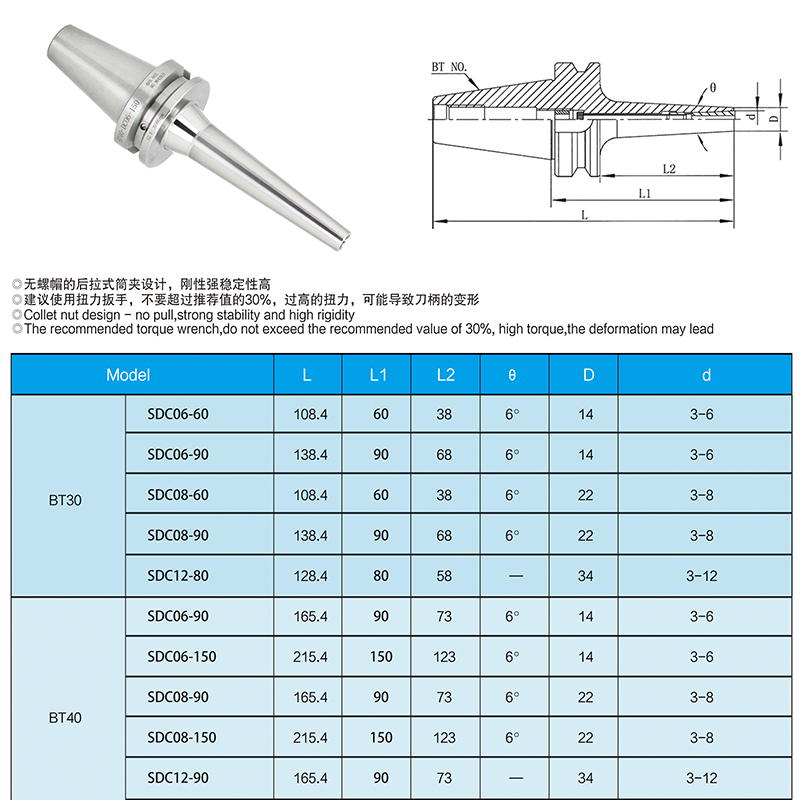 OLICNC® Machine Tools Back Pull Collet Chuck BT DC Back pull shank CNC lathe tool holder - Tool Holders - 1