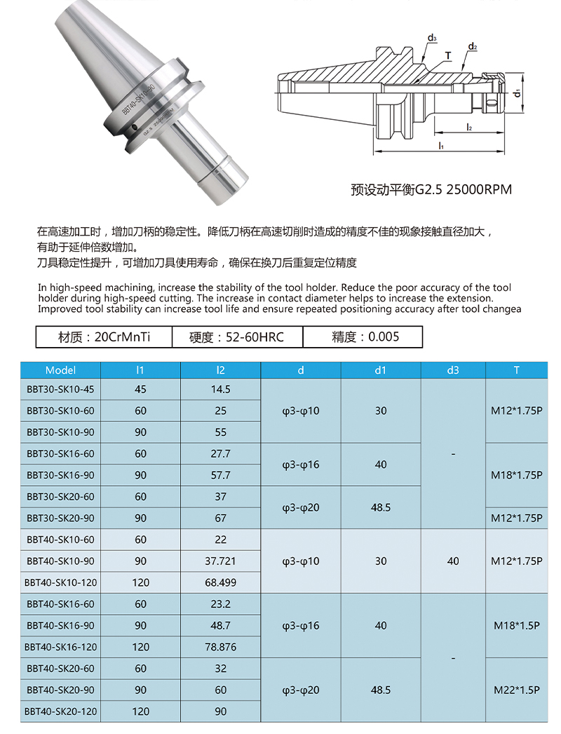 OLICNC precision Tool Holders MAS403 BBT40 SK10 SK16 high speed BBT40 SK10 Collet Chuck BBT40 tool holders - BBT Tool Holders - 1