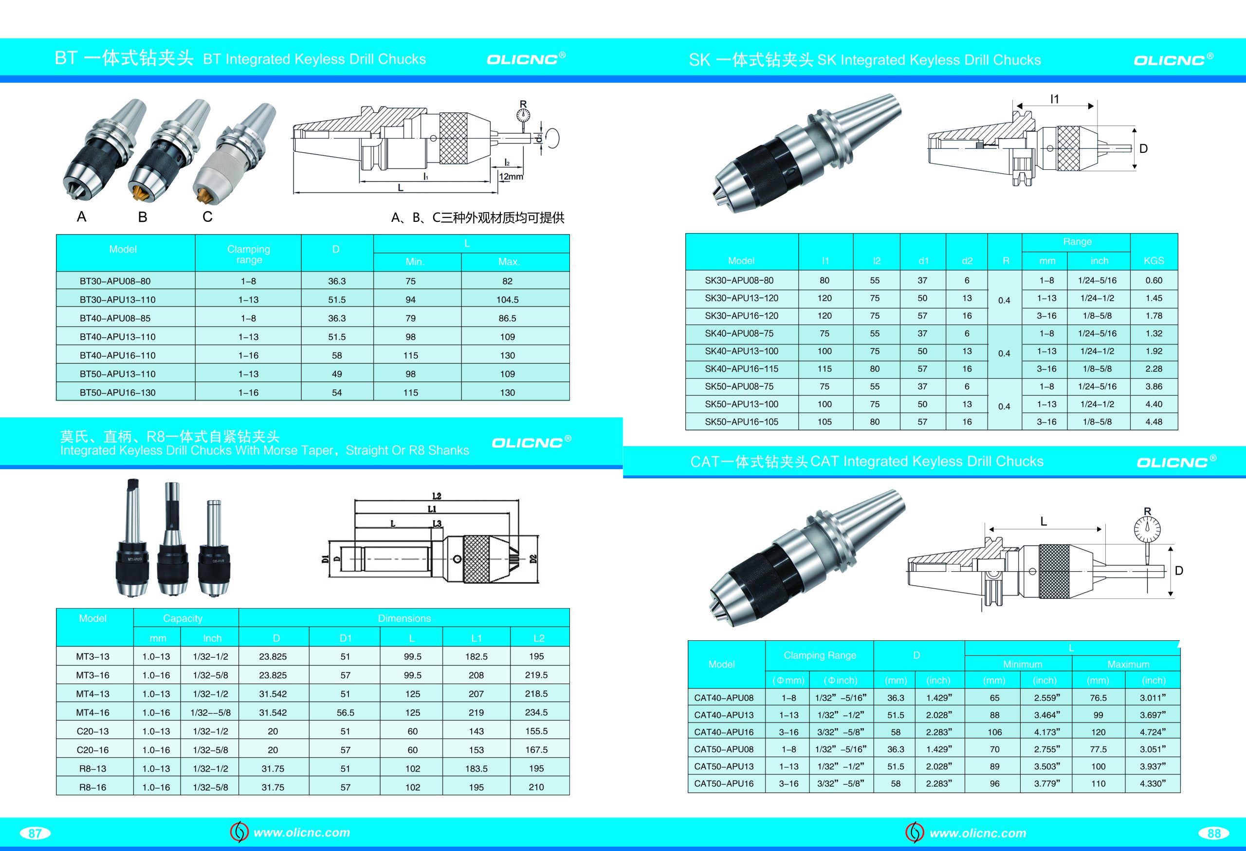 OLICNC Precision Morse taper Shank MT3 MT4 keyless Drill Chuck Holders - Keyless Drill Chucks - 1