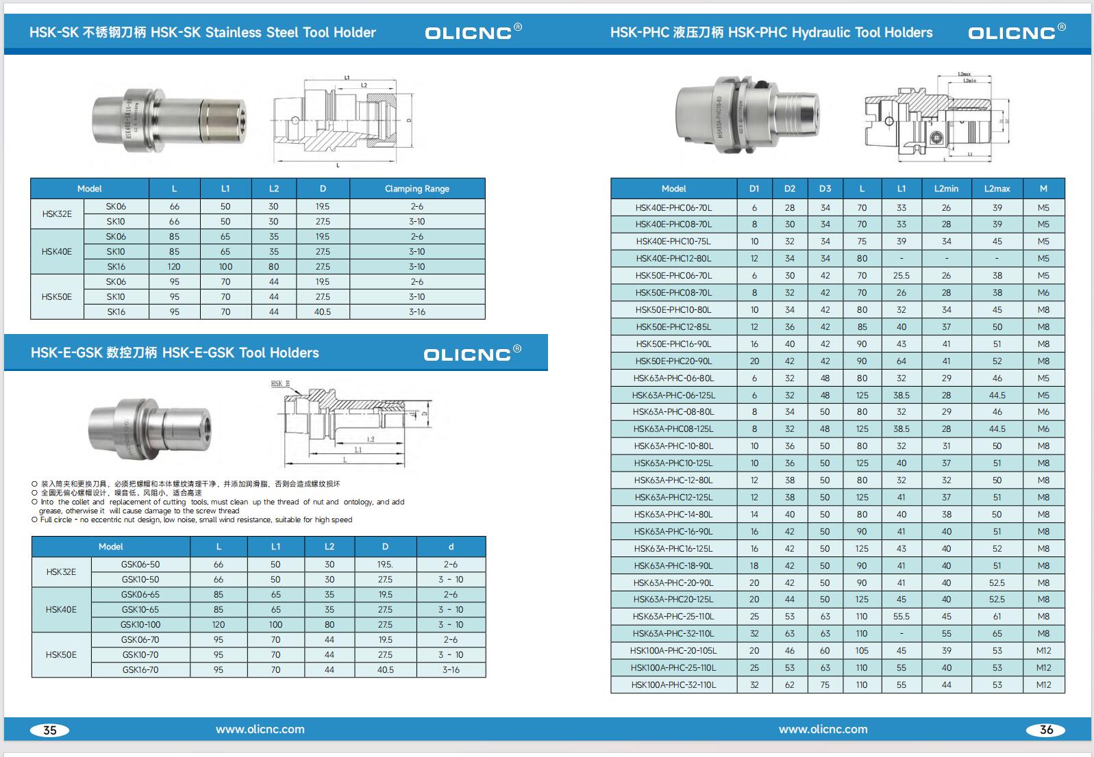 OLICNC® HSK63A Hydraulic Collet Chucks Holders for CNC - Hydraulic Tool Holder - 2