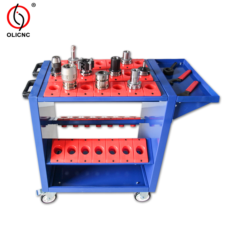 Bt40 Tool Cart 35 Capacity CNC Tooling Trolley Blue 40 Taper Tool Holders Shelf Cart with Two Swivel and Two Fixed Casters